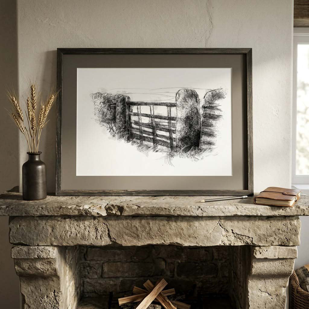 Old field gate - BW Sketch