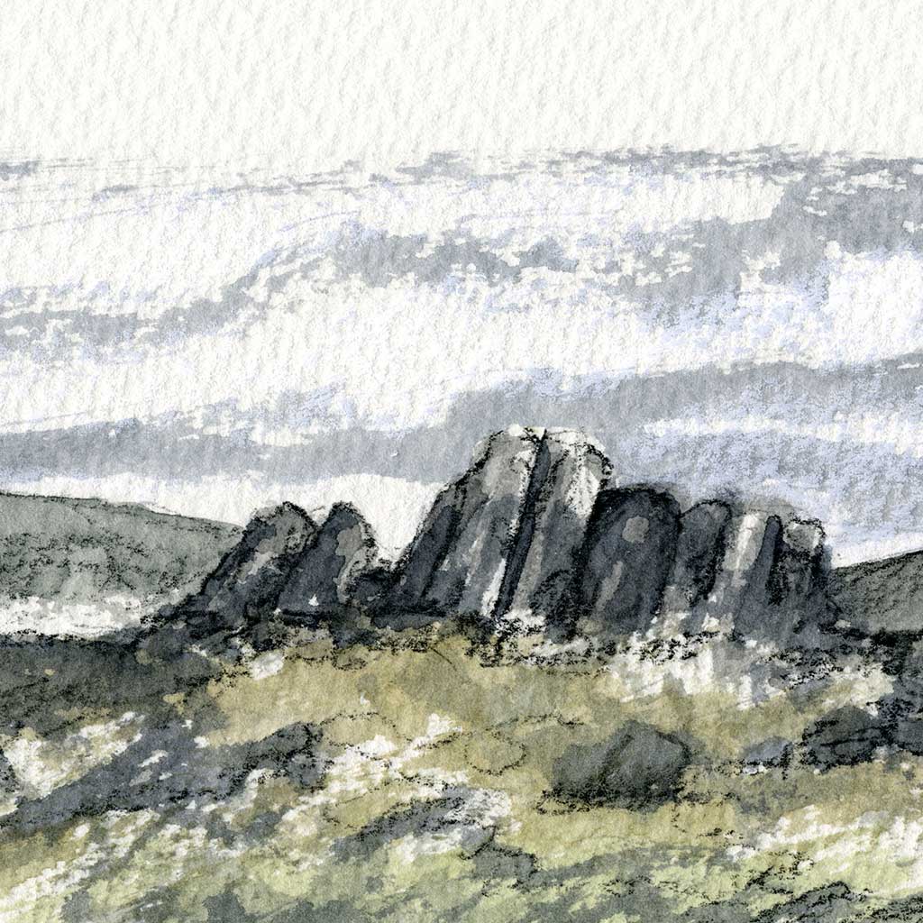 Loughrigg fell rocks - Colour Sketch | small one off