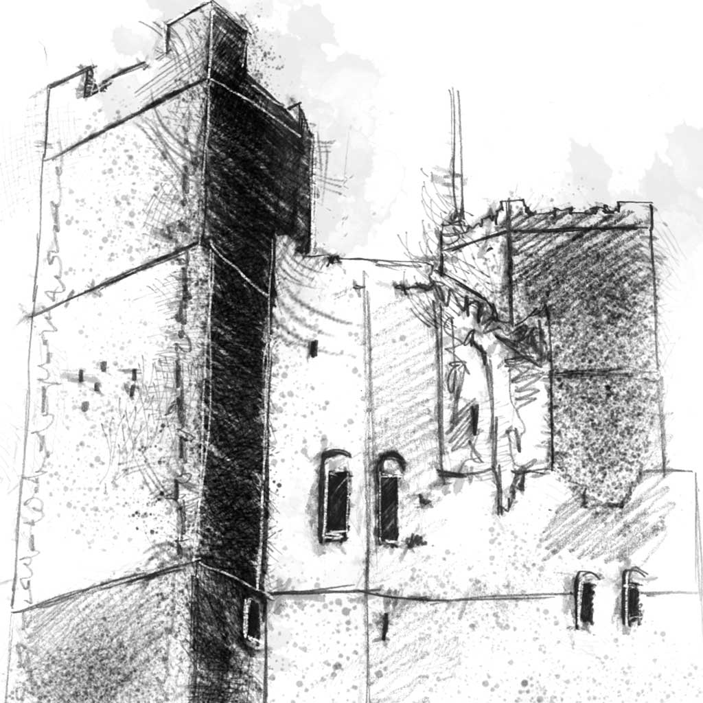 Orford keep - BW Sketch