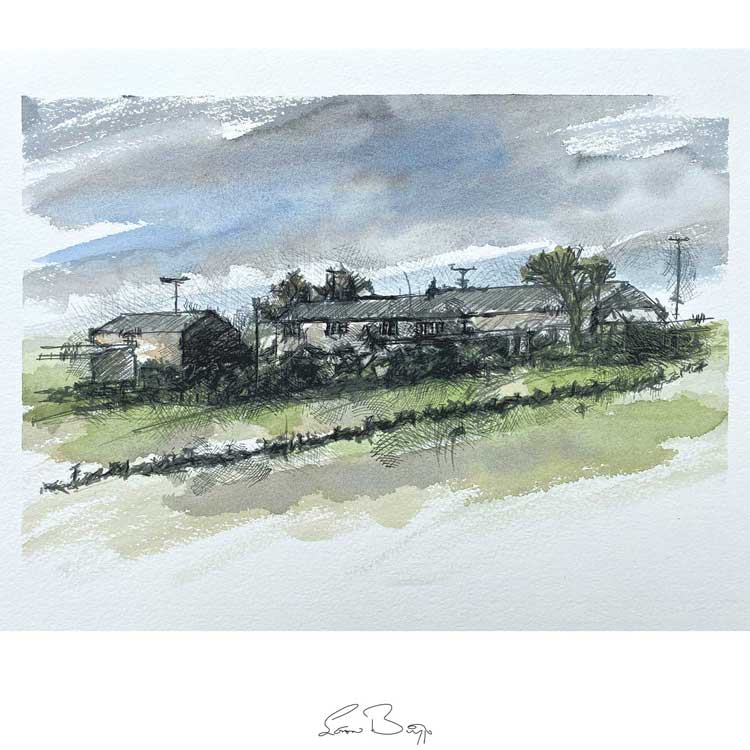 Higher Rawtenstall farm watercolour sketch