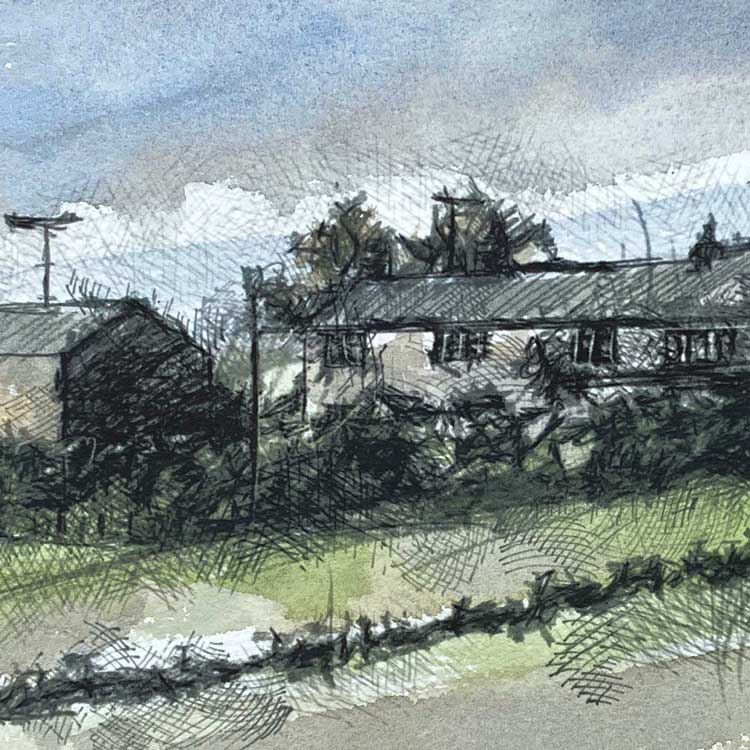 Higher Rawtenstall farm watercolour sketch
