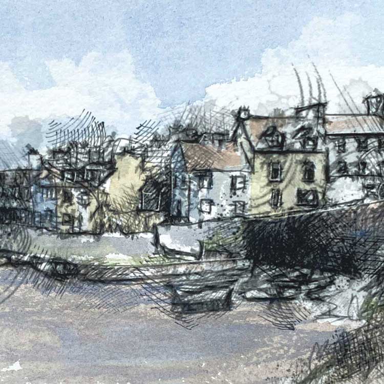 Roundstone Harbour watercolour sketch