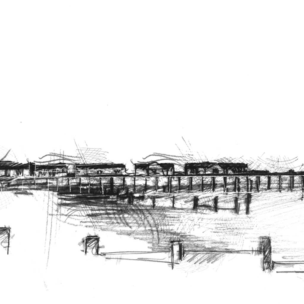 Southwold pier - BW Sketch