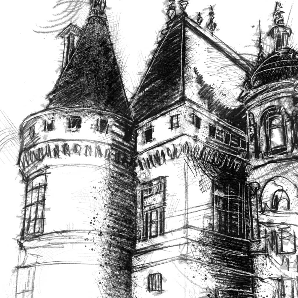 Waddesdon manor - BW Sketch