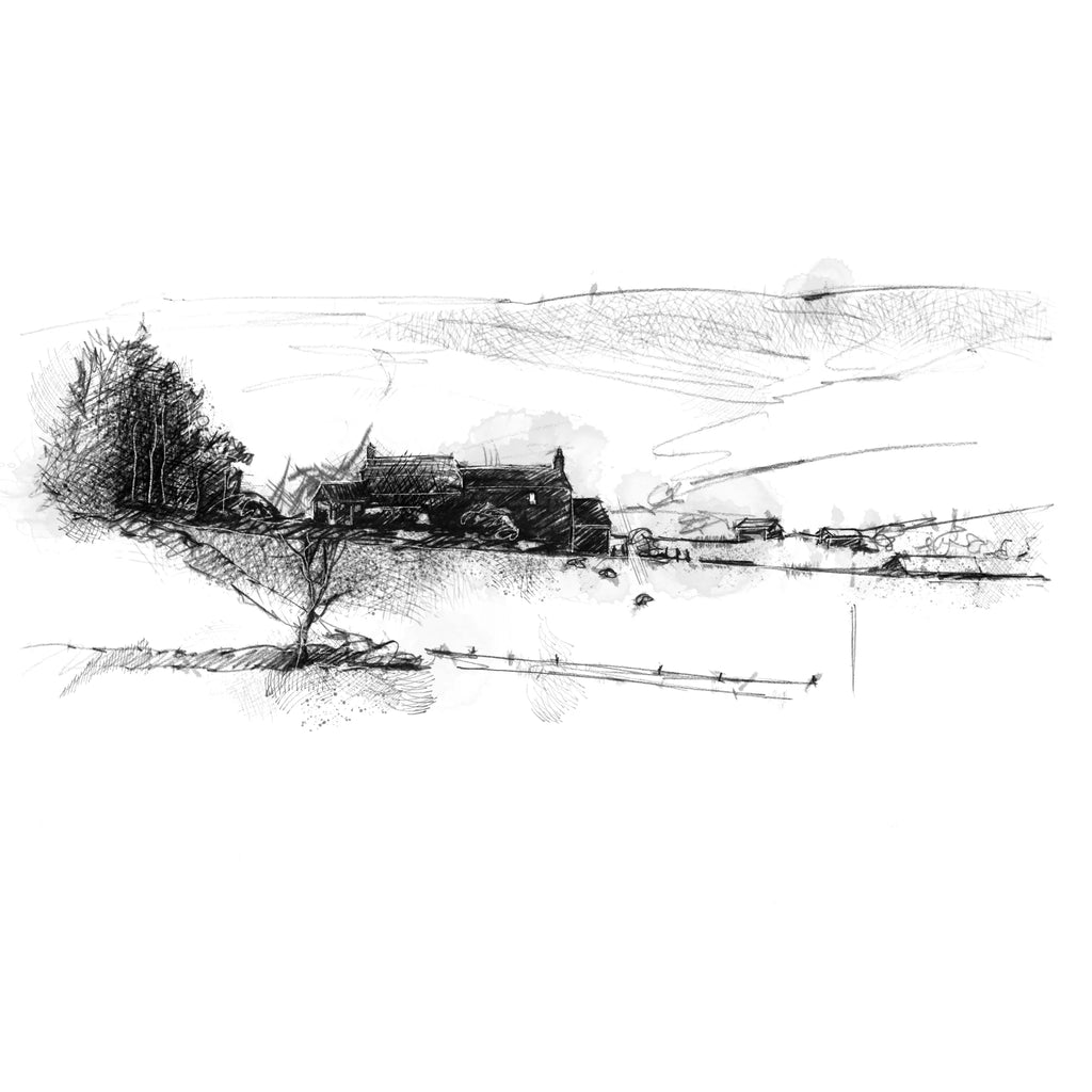 Wensleydale farmhouse - BW Sketch