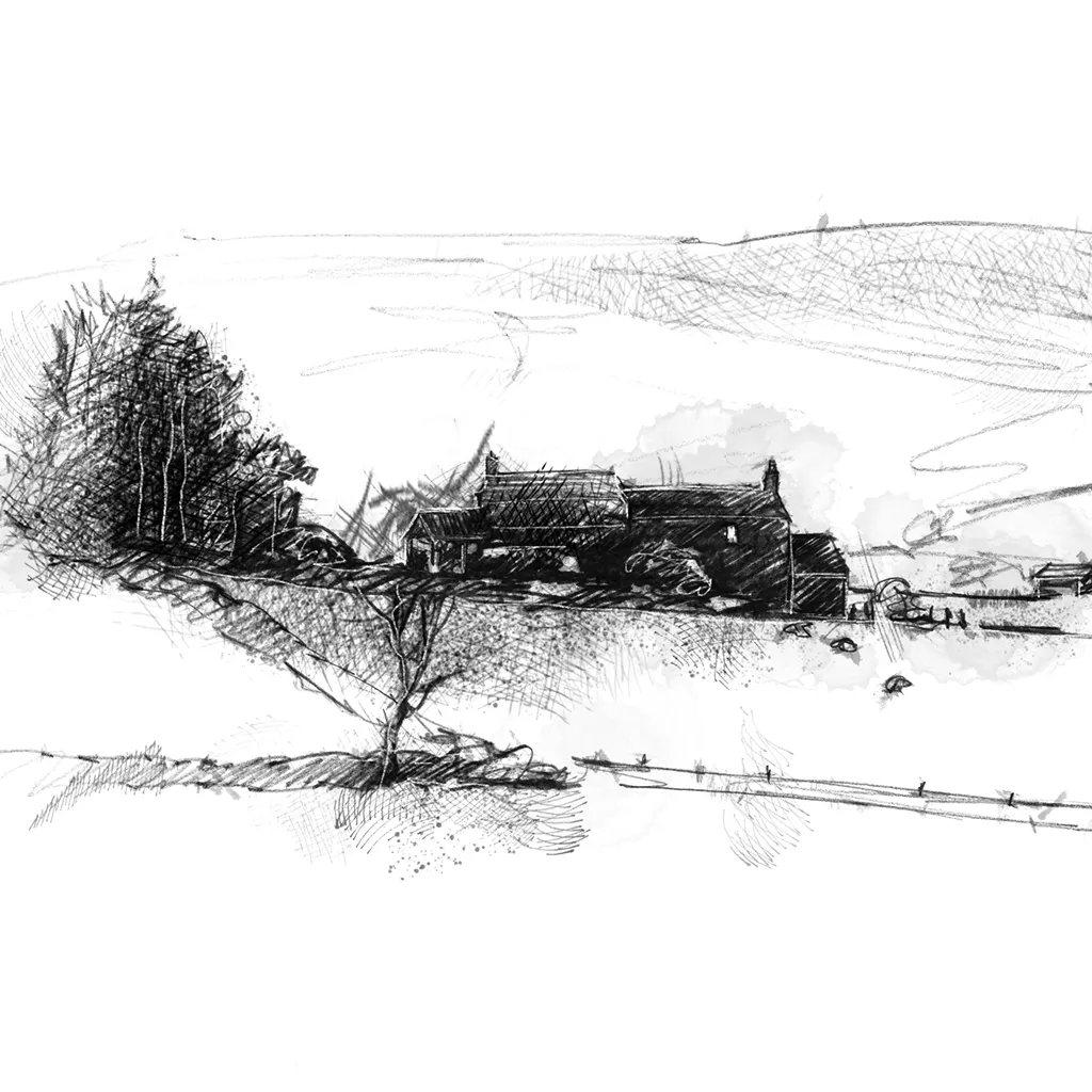 Wensleydale farmhouse - BW Sketch
