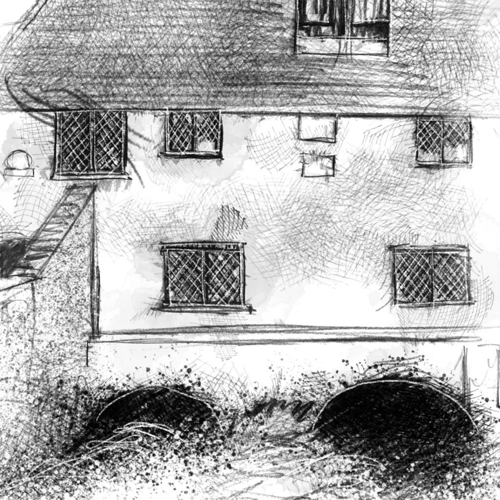 Winchester City mill - BW Sketch
