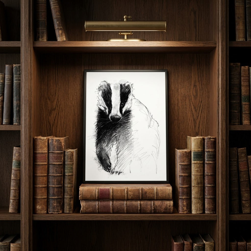 British badger - BW Sketch
