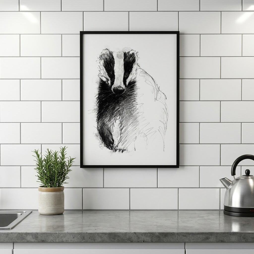 British badger - BW Sketch