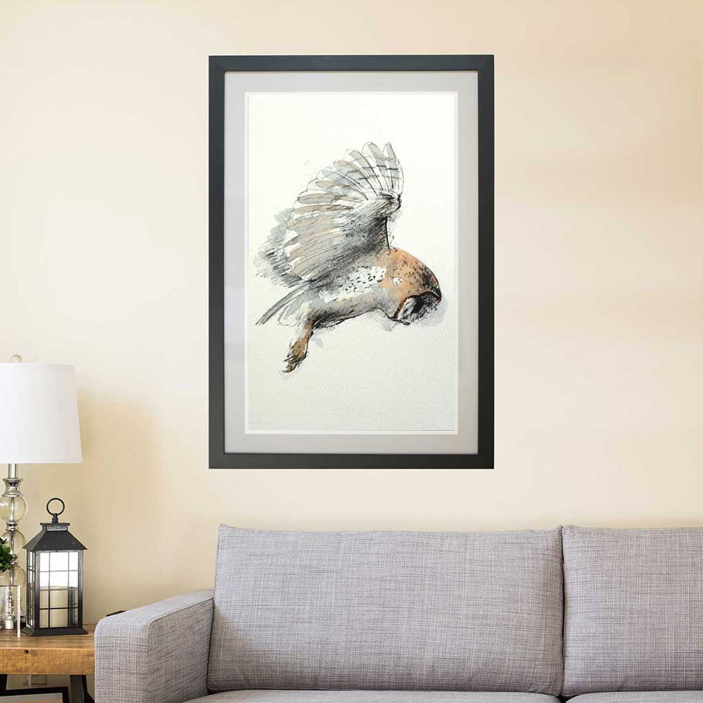 Barn owl watercolour sketch