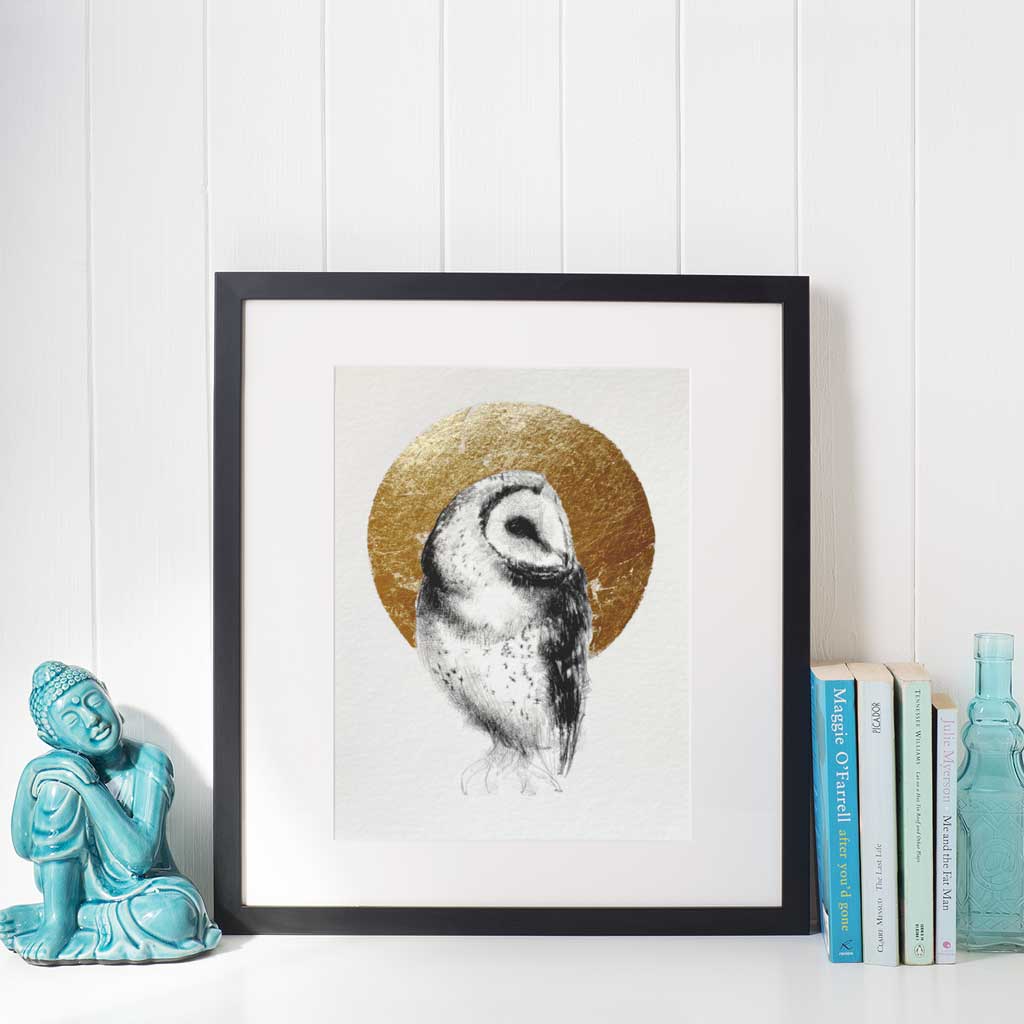 Barn owl gold leaf
