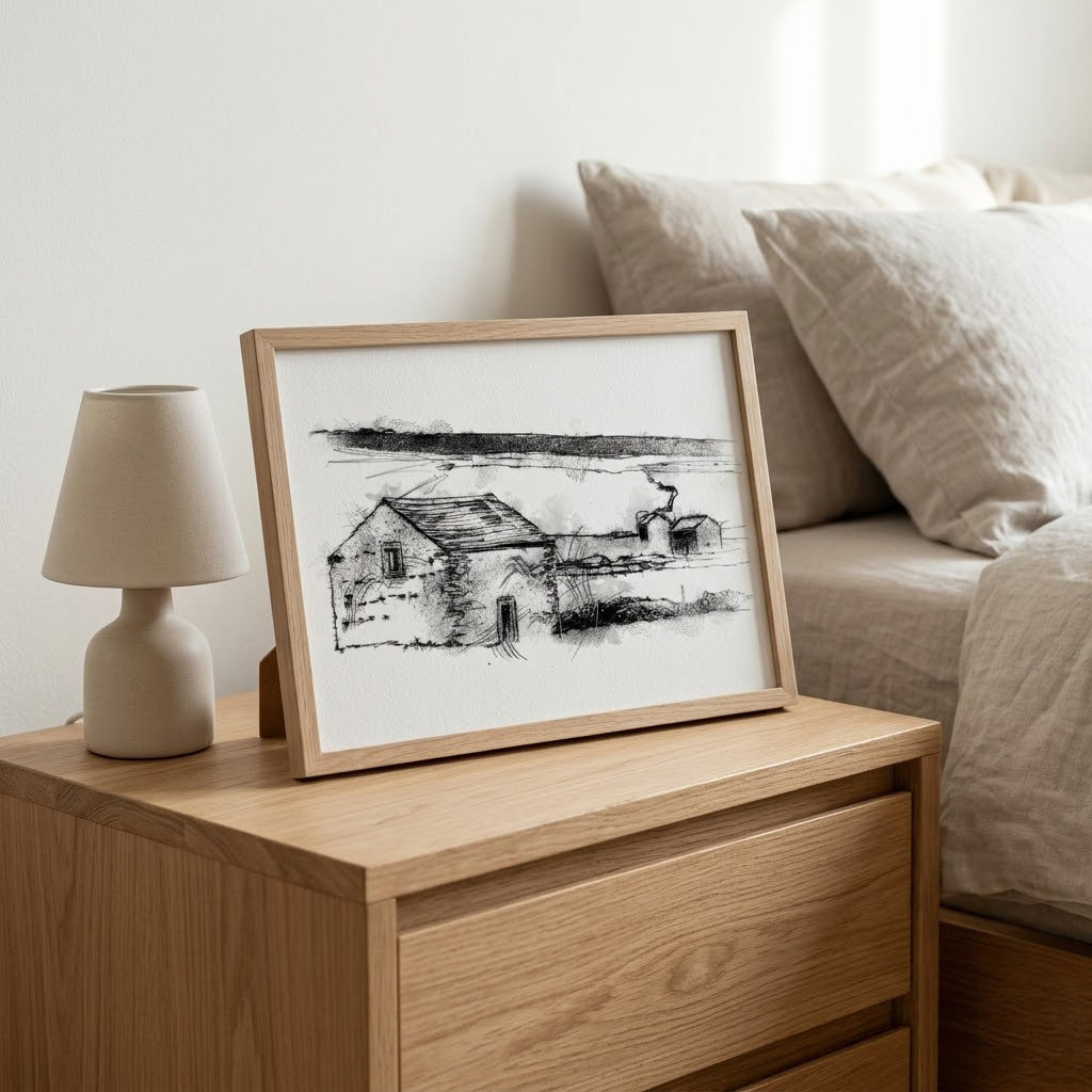 Grasington barns - BW Sketch
