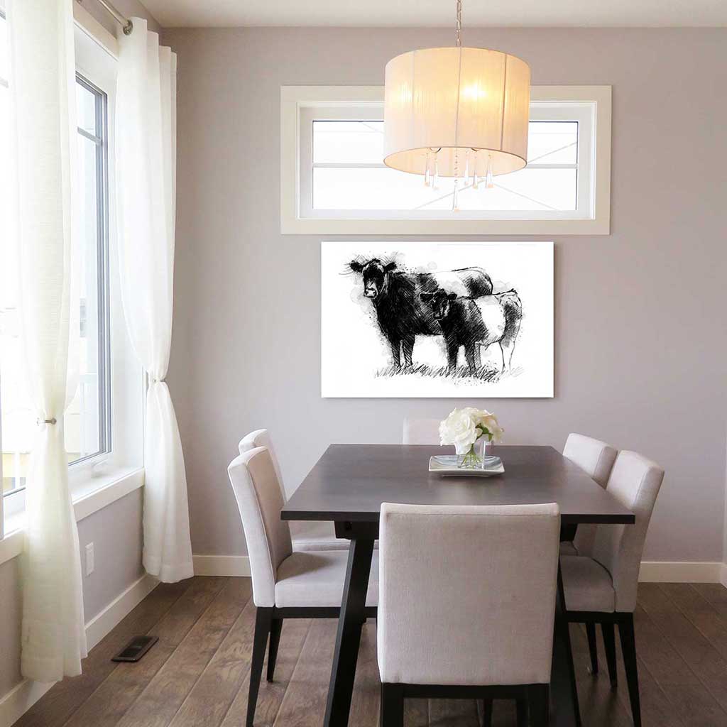 Belted galloway cow and calf