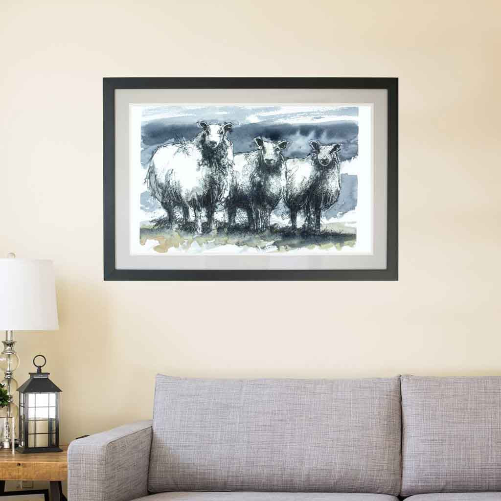 Blue faced sheep watercolour