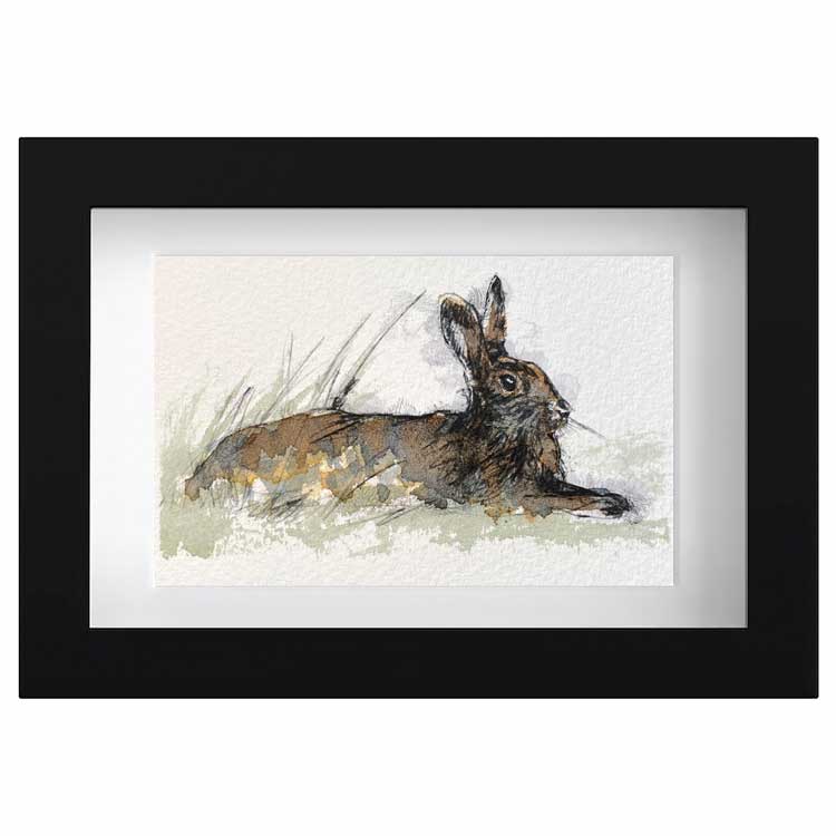 Hare resting original mini sketch