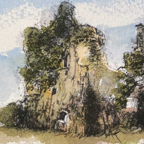 castle ruin original mini sketch