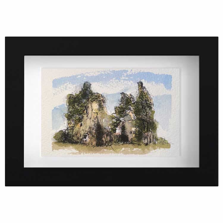 castle ruin original mini sketch
