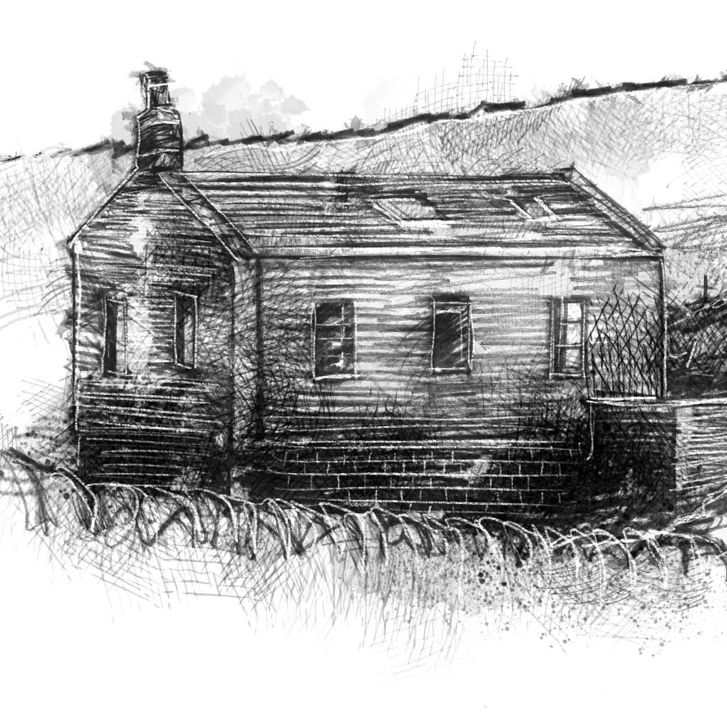 Stone chapel Yorkshire - BW Sketch