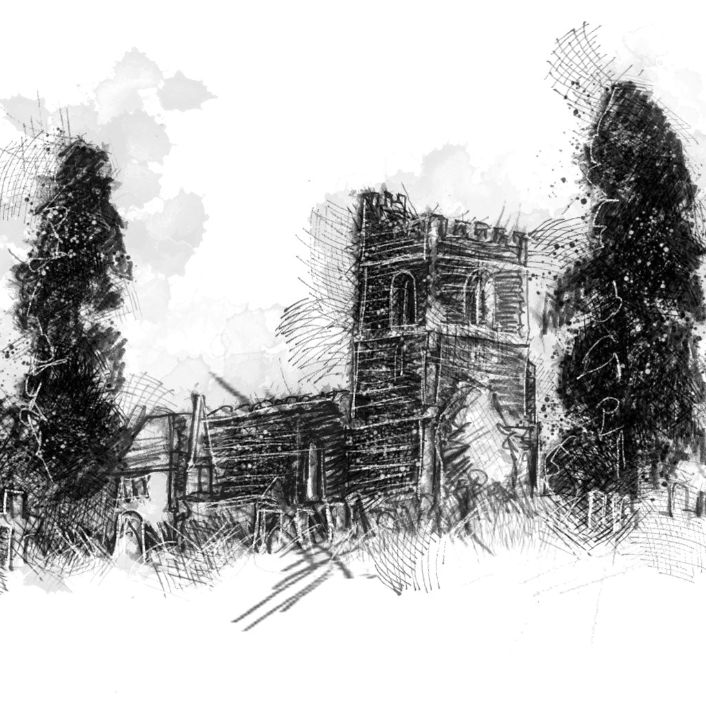 Village church - BW Sketch