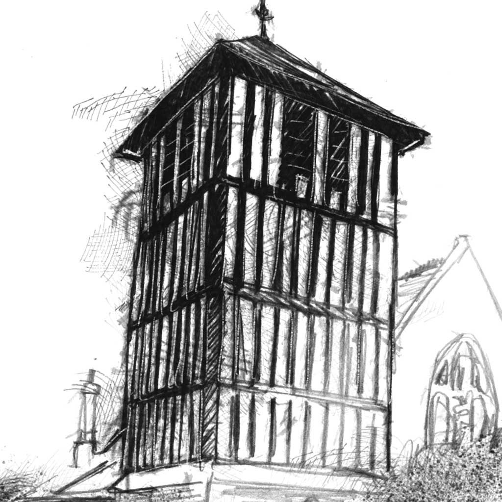 Timber church - BW Sketch