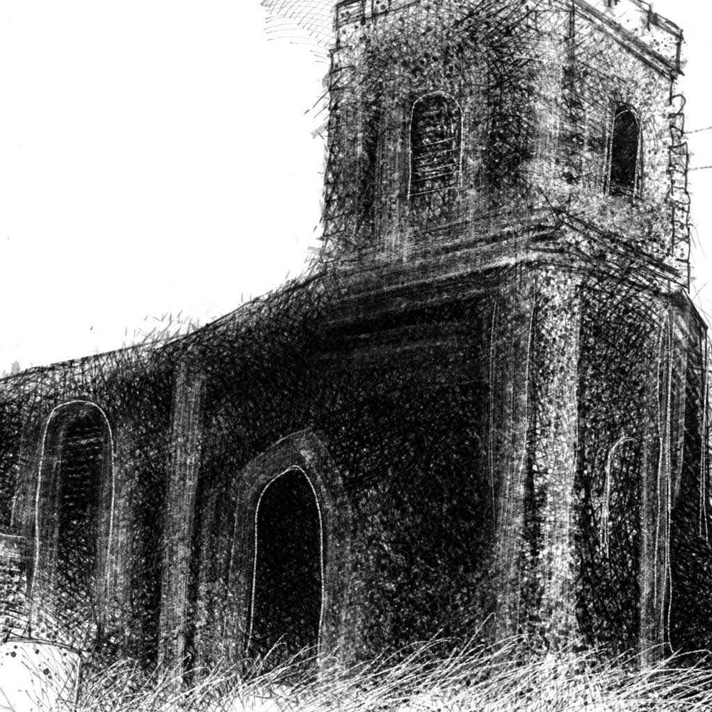 Church ruins - BW Sketch