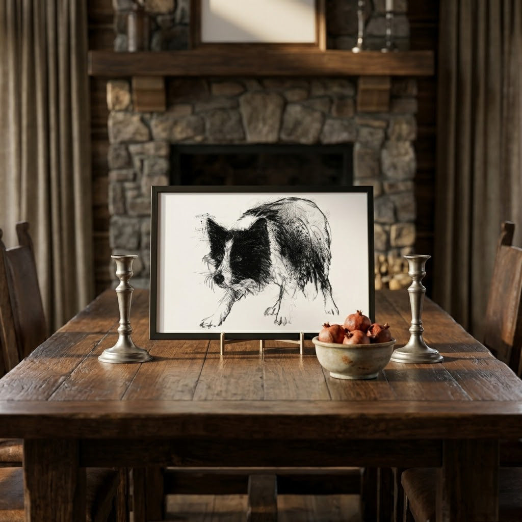 Border collie - BW Sketch