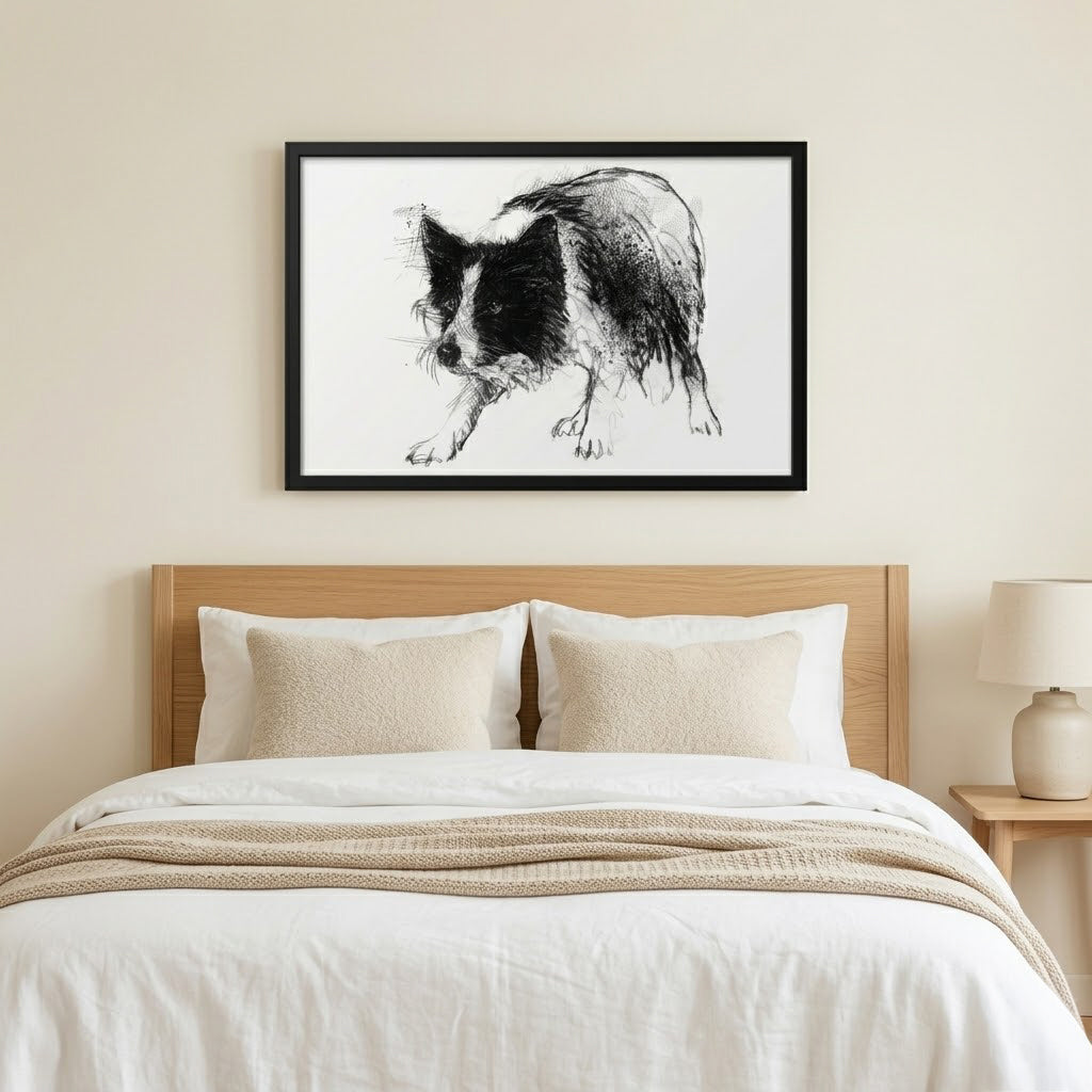 Border collie - BW Sketch
