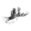 Corfe castle - BW Sketch