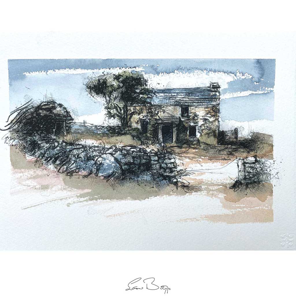 Cornish farm ruin original sketch
