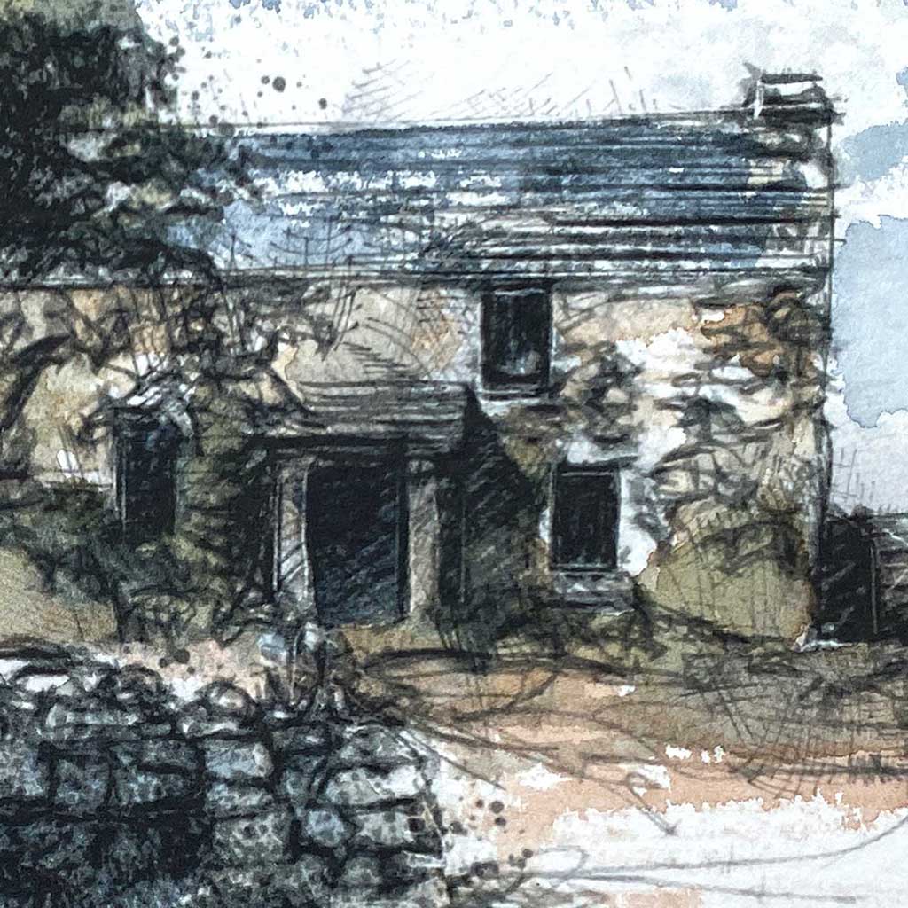 Cornish farm ruin original sketch