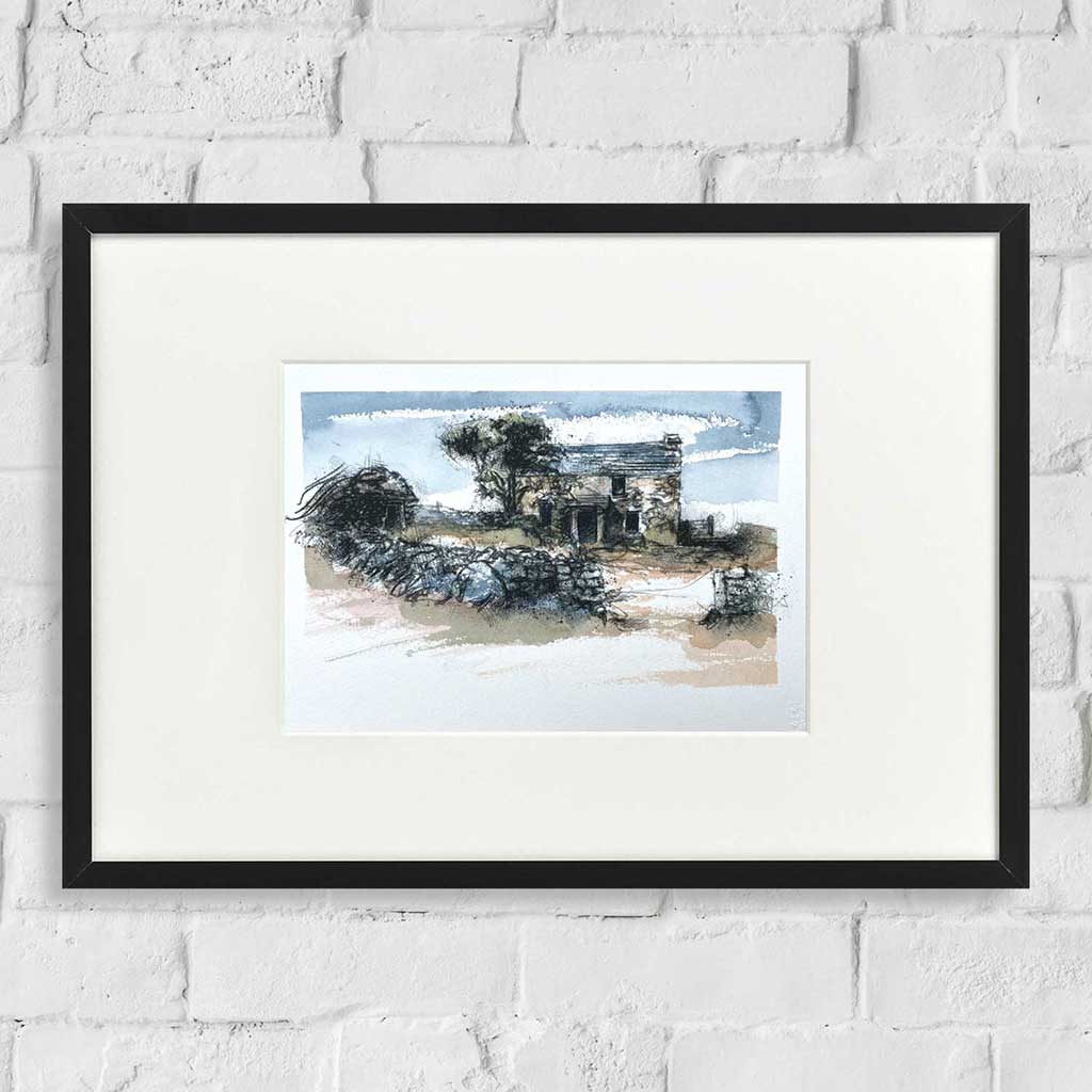 Cornish farm ruin original sketch