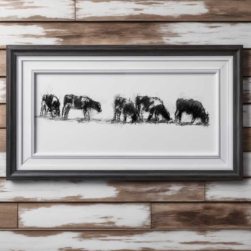 Cows grazing wide format