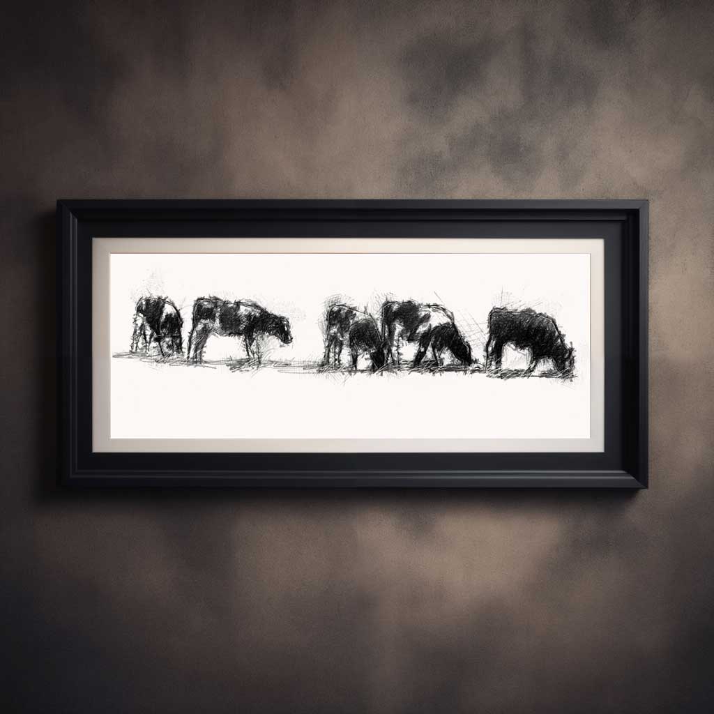Cows grazing wide format