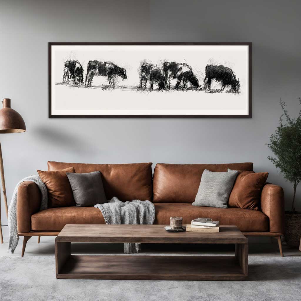 Cows grazing wide format