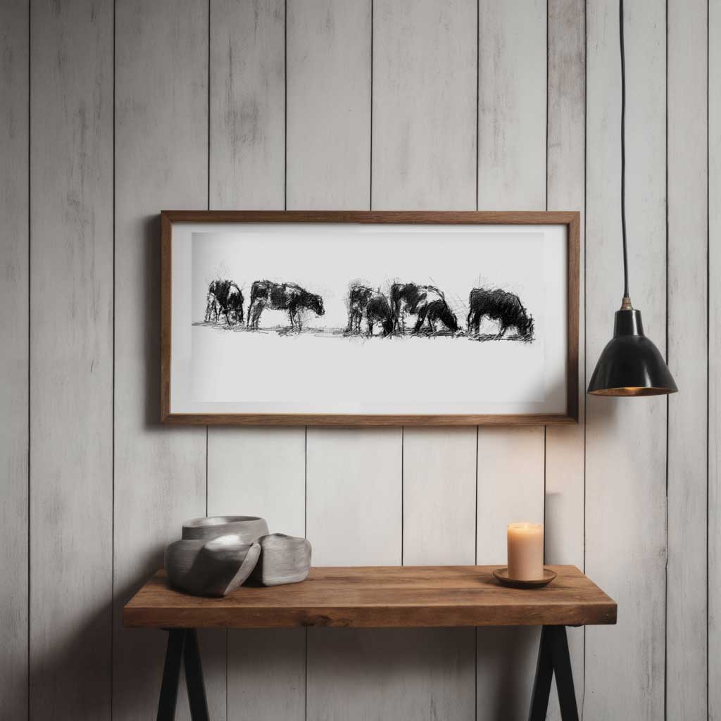 Cows grazing wide format