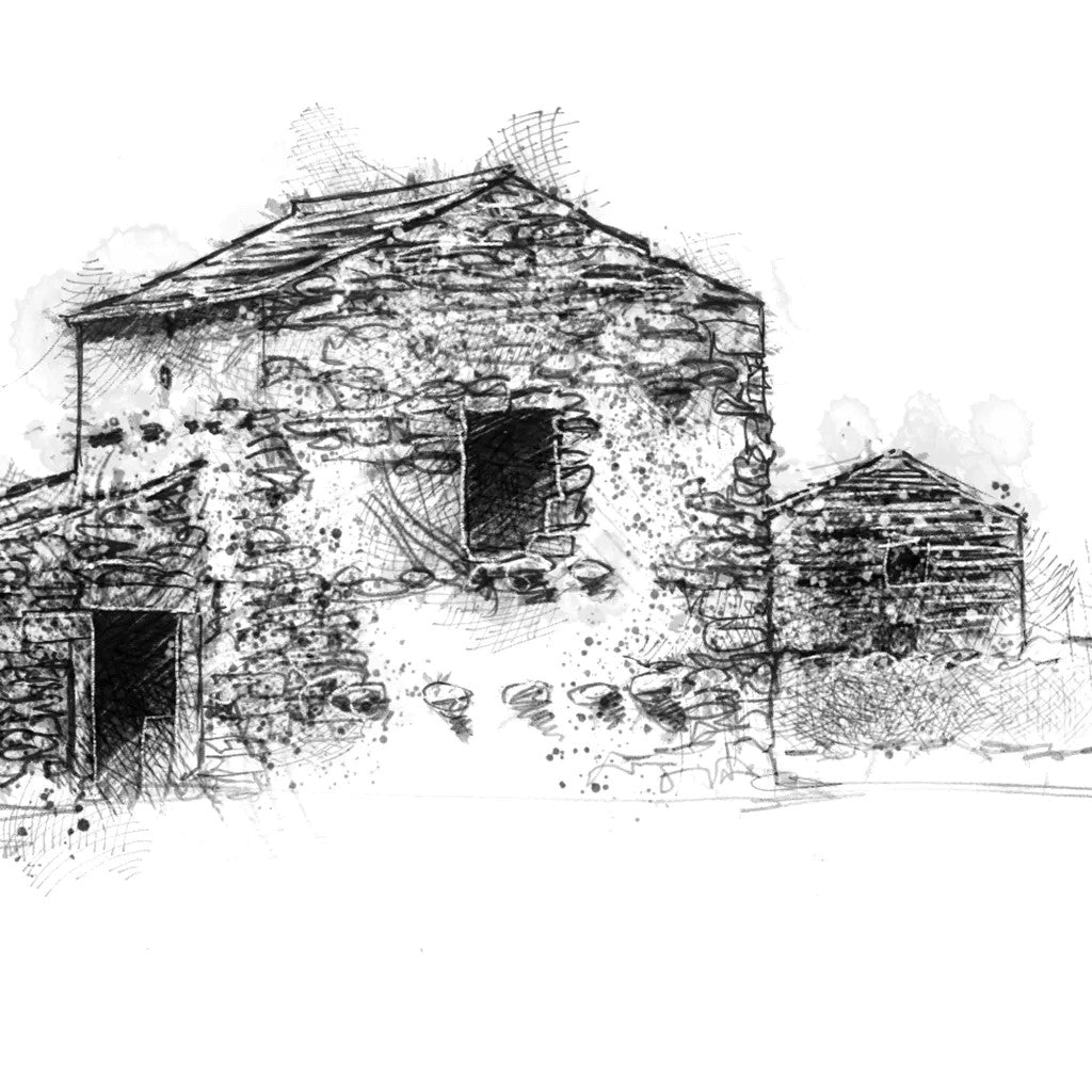 Dales barns - BW Sketch