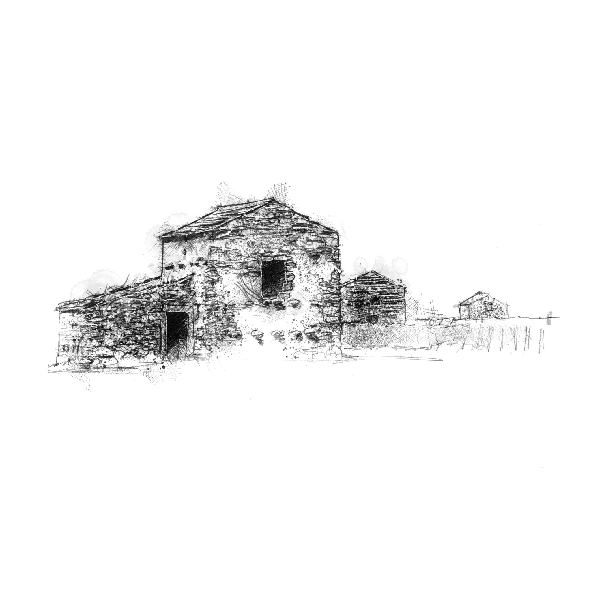 Dales barns - BW Sketch