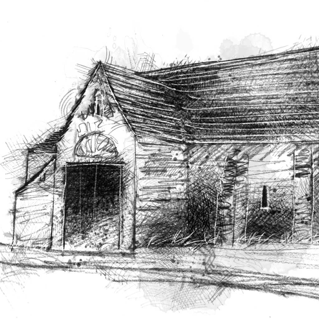 Doughton Manor Barn - BW Sketch