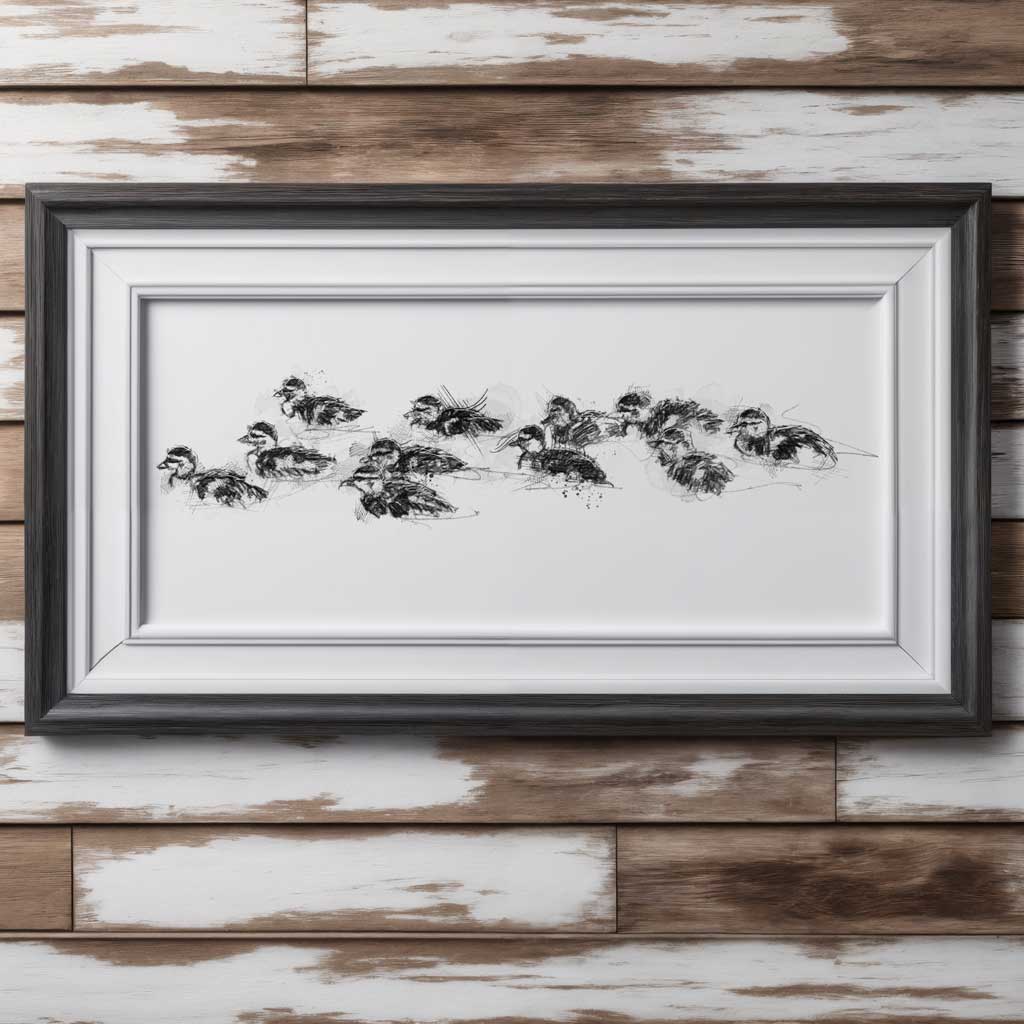 Ducklings swim wide format