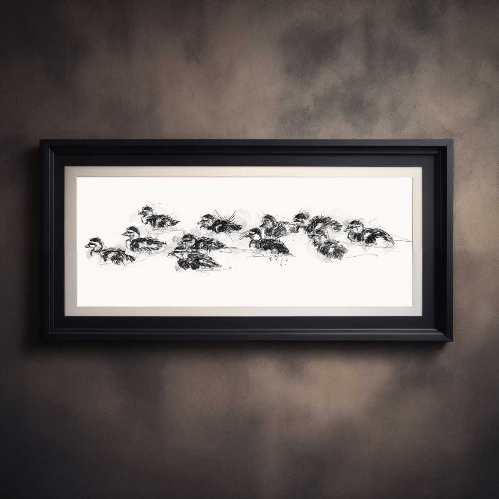 Ducklings swim wide format