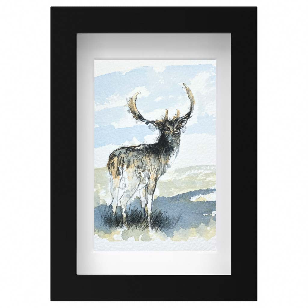 Fallow stag original mini sketch