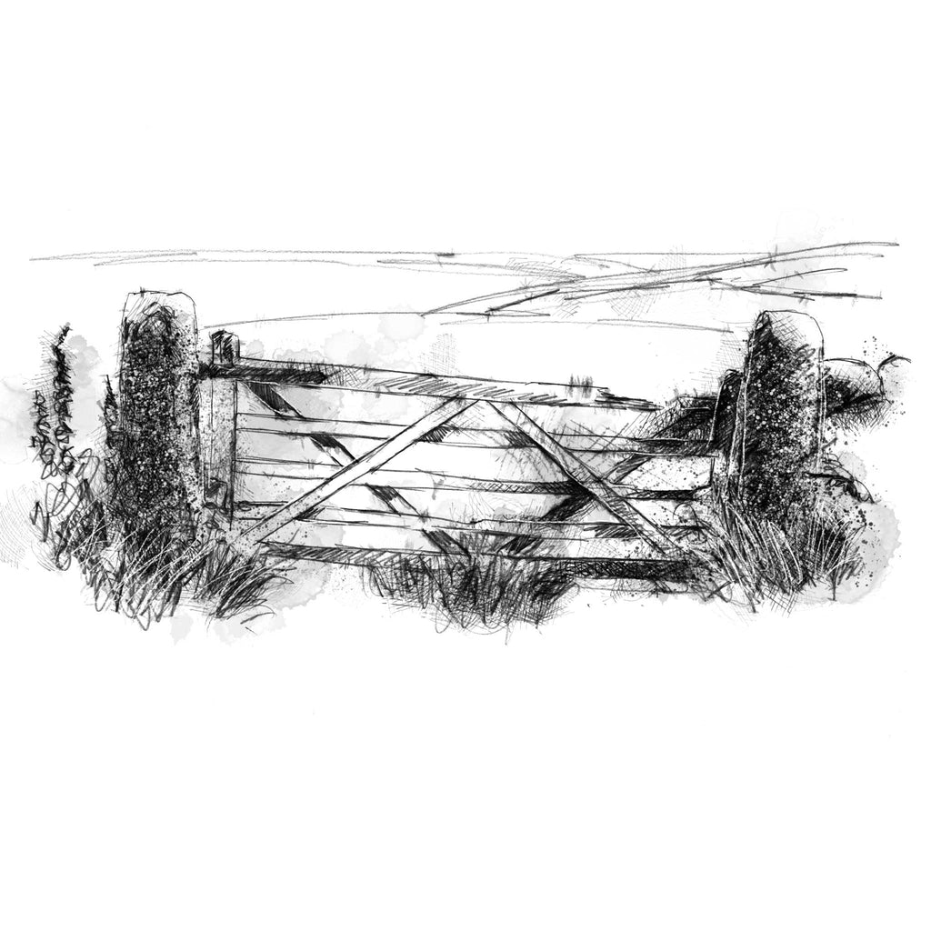 Old farm gate sketch