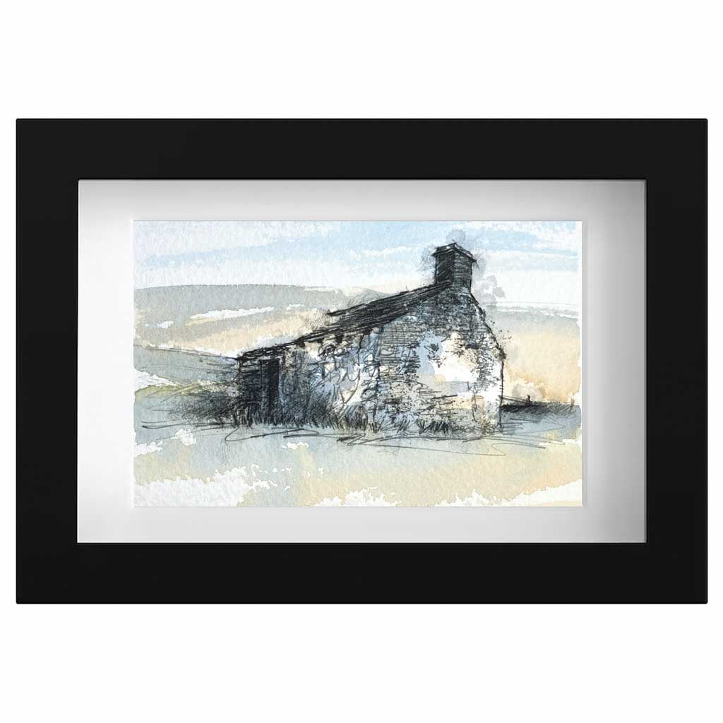 Farmhouse ruin original mini sketch