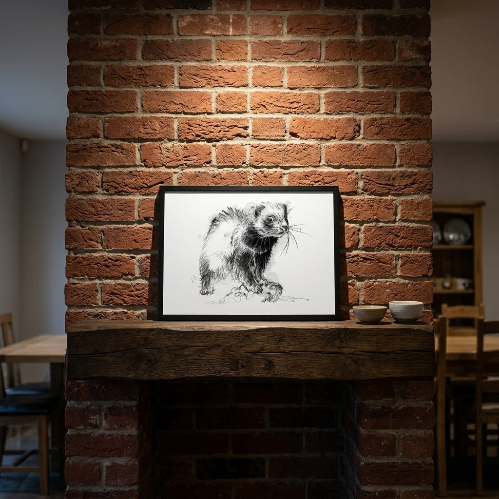 Working Ferret - BW Sketch