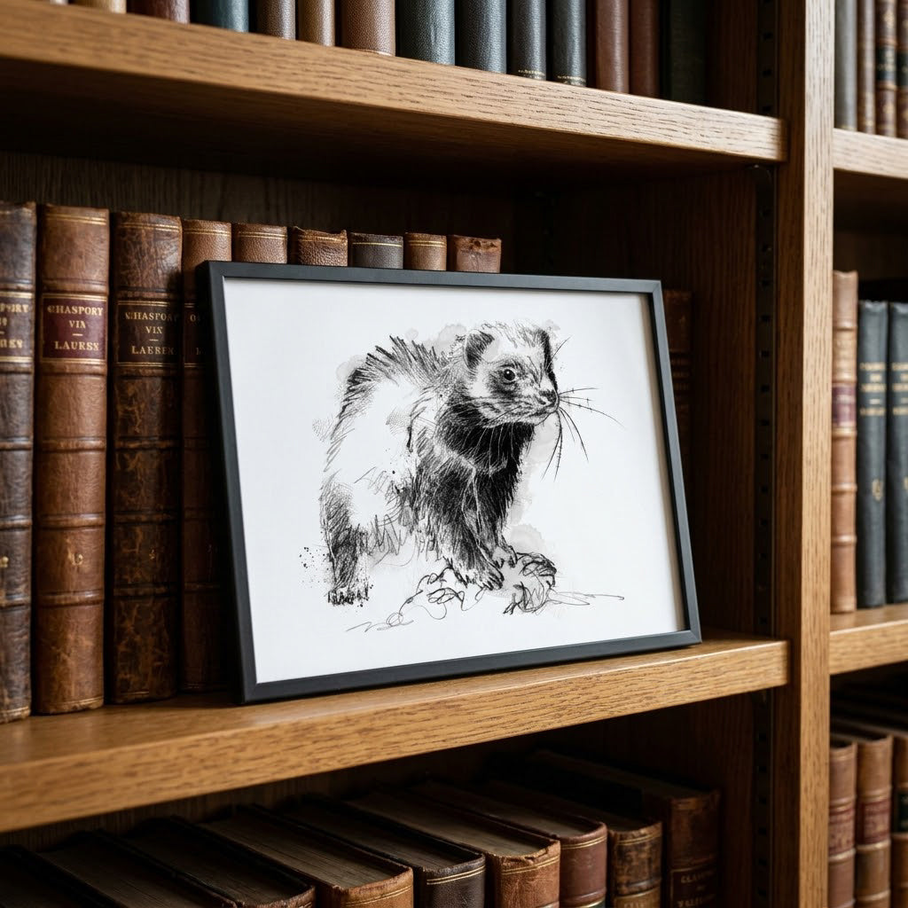 Working Ferret - BW Sketch