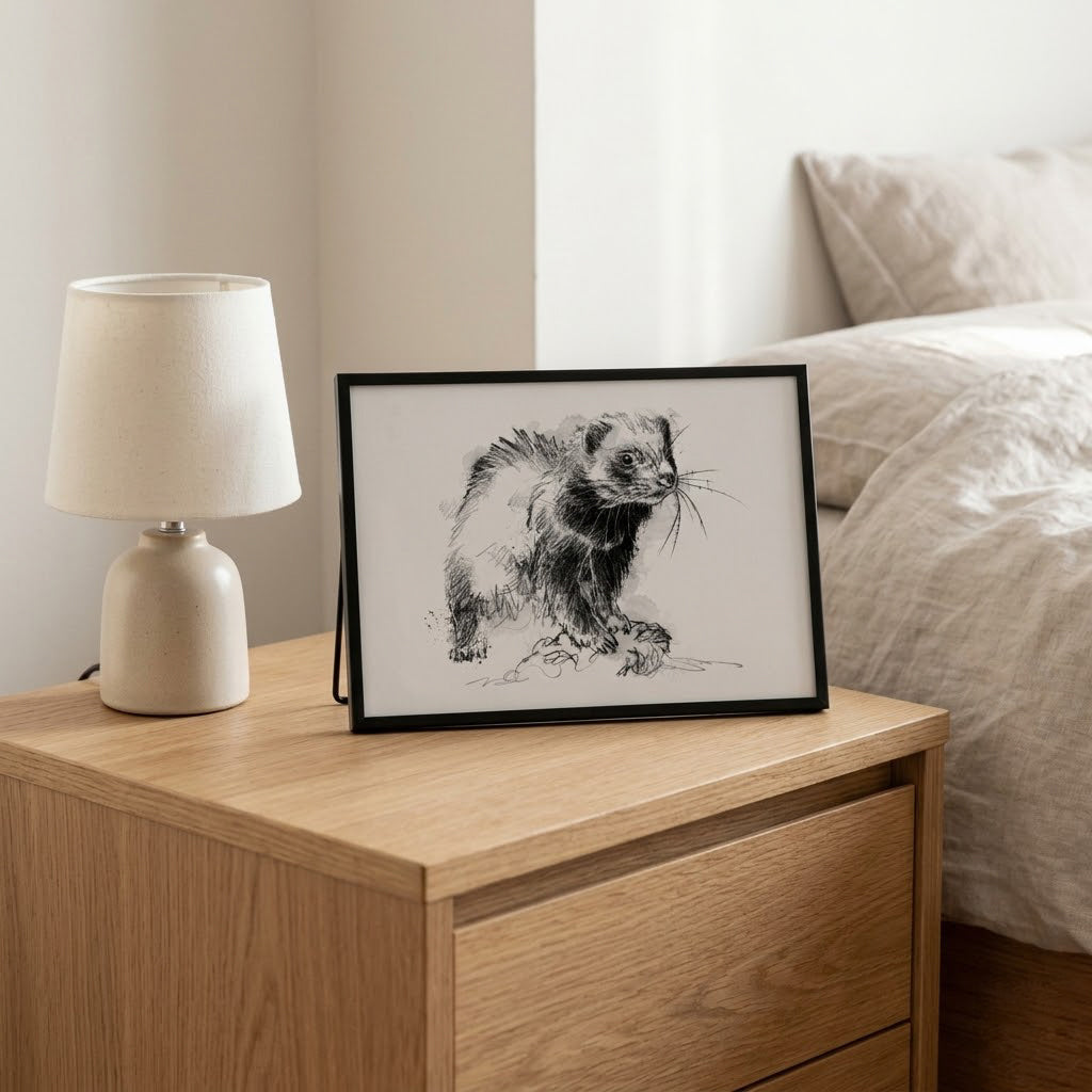 Working Ferret - BW Sketch