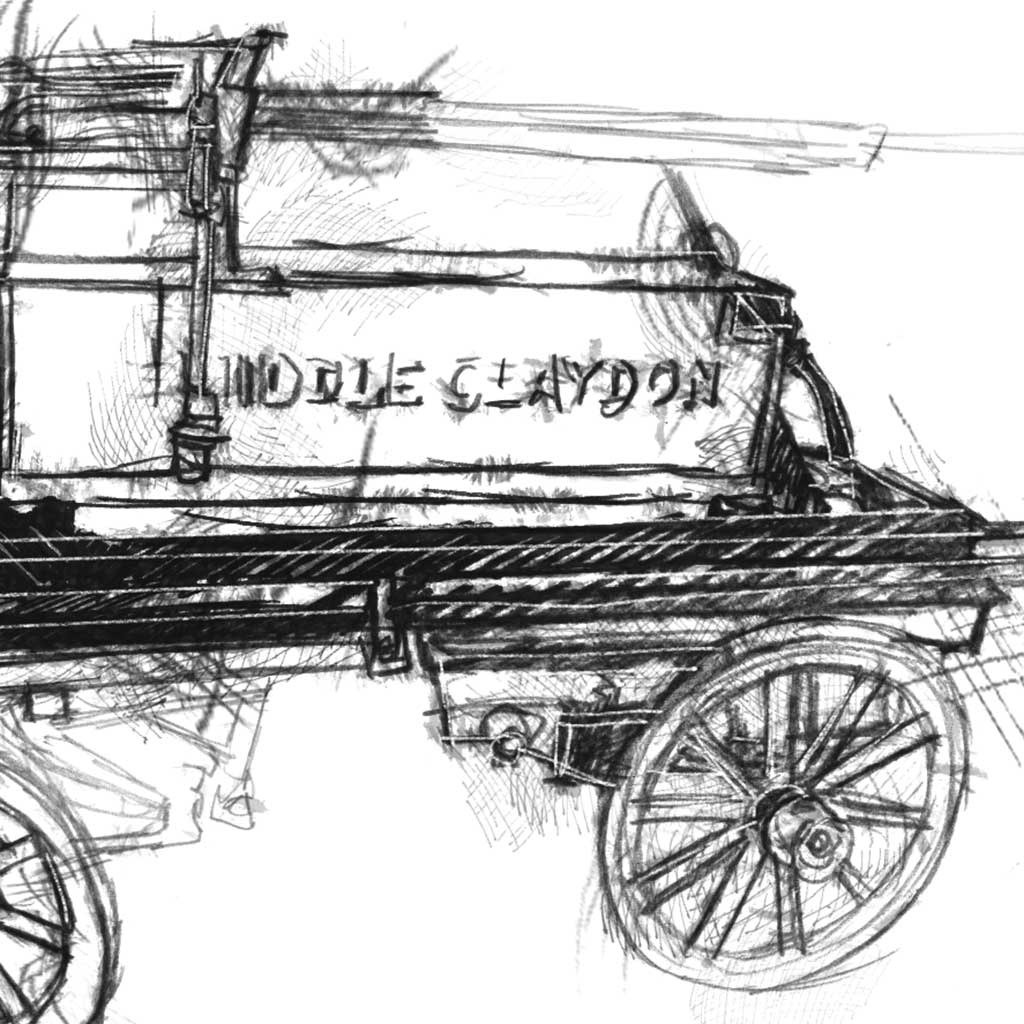 Middle Claydon Fire Engine - BW Sketch