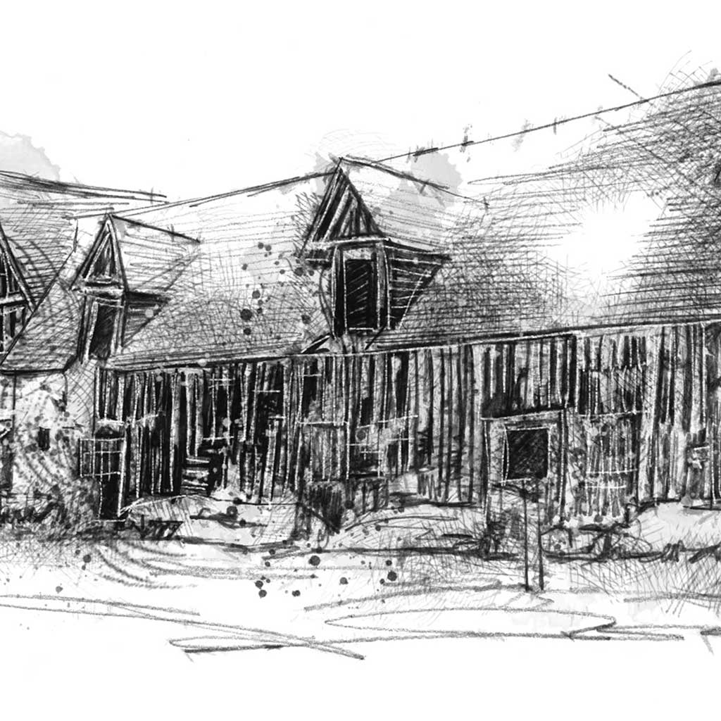 Timber farmhouse ruin