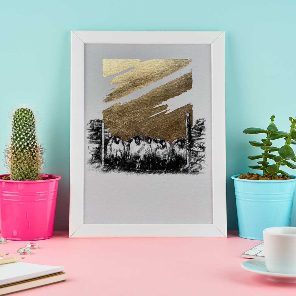 Sheep flock gold leaf
