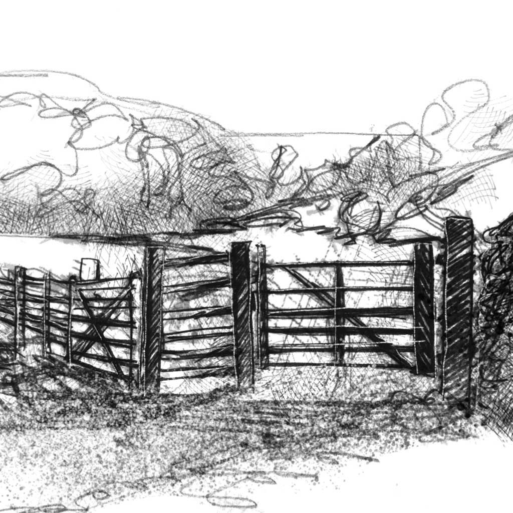 Grasmere lake gate - BW Sketch